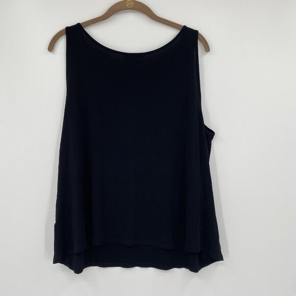 Eileen Fisher Size XL Black 100% Silk Scoop Neck Tank Shell Minimalist Capsule - Picture 8 of 8